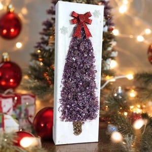 Aura Crushed Glass Christmas Tree Art – Set of 2 | Handcrafted Holiday Canvas Wall Decor | Unique Christmas Decoration