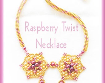 Bead Tutorial - Raspberry Twist necklace - Tubular Herringbone and netting stitch