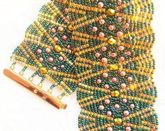 Beadweaving Tutorial - Kakana Cuff - Ladder and Netting Stitch