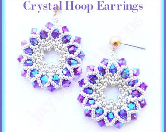 Beading Tutorial - Crystal Hoop earrings - Netting stitch