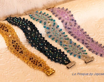 Beaded Bracelet Tutorial - La Pirogue - Lace stitch