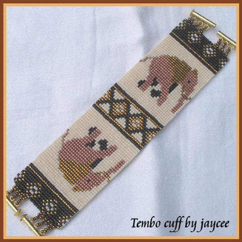 Bead Pattern Tembo cuff bracelet Loom Stitch image 1