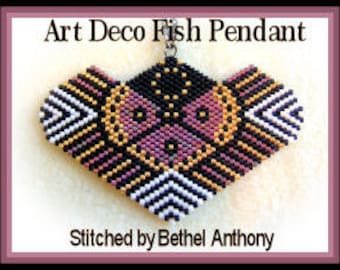 Bead Pattern - Art Deco Fish Pendant - Brick stitch