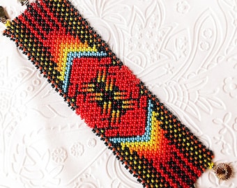 Beaded bracelet tutorial - Huichol deer bracelet - Huichol beadwork