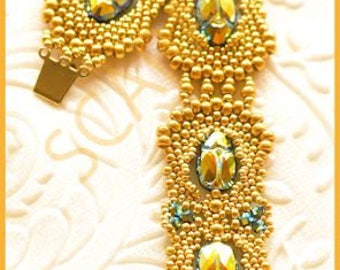 Beaded Bracelet Tutorial - Scarab - Peyote Stitch