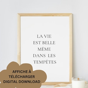 La Vie Est Belle Même Dans Les Tempêtes | Life is Beautiful Even in Storms – Inspirational Wall Art in French| French Encouraging Wall Art