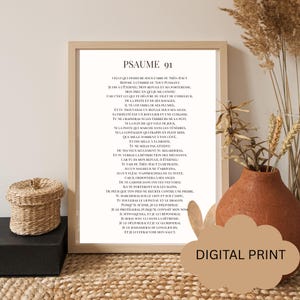 Psaume 91 en Français – Affiche Biblique à Télécharger | Verset de la Bible | Décoration Murale Chrétienne | Foi & Protection Divine