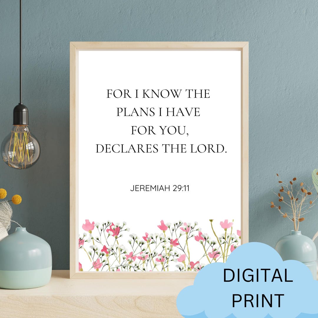 Jeremiah 29:11 Floral Christian Print | Inspirational Home Decor ...