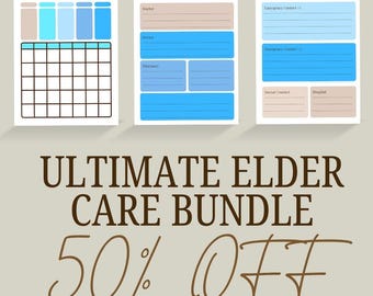 Caregiver Planner Bundle | 12 Printable Pages | Elderly Care Organizer | Medical Binder Inserts | Daily Care Log | digitally download