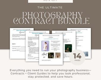 Modelos de Negócios de Fotografia | Guia do Cliente, Preços, Contratos | Pacote Canva para Fotógrafos | Formulários Editáveis | Download Digital