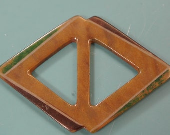 Vintage 1940s slightly marbled light brown/ green/ dark brown plastic buckle for your sewing prodject