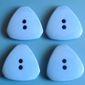 Vintage 1980s Dove Blue Triangular Buttons: Sewing Decoration (Lot of 4)