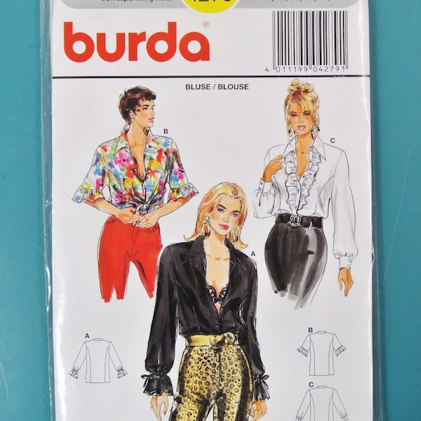 German BURDA dress pattern for Bluse/ blouse sizes ladies 36-46 with Swedish, Danish and Finnish text