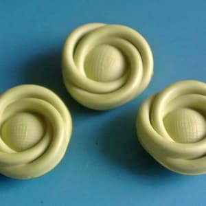 Vintage Olive Green Plastic Buttons: 1960s Sewing Embellishments, Set of 3