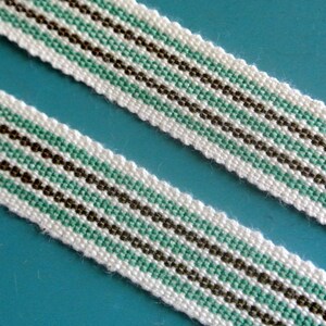 2 yards vintage années 1960 inutilisé vert / marron / os blanc ruban de décoration de bande de décoration tissé pour vos produits de couture