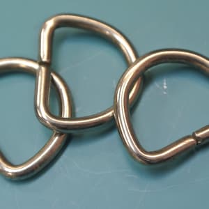 Lot of 10 thicker 1 &quot;/ inch vintage 1960s unused strong round silvercolor metal D-ring connector parts/findings for your sewing prodject
