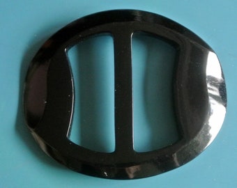 Vintage 1940s unused oval black plastic buckle for your sewing prodject