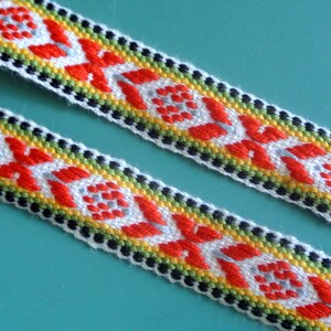 3 yards Vintage jaren 1980 ongebruikte 9 mm breed lang rood/groen/wit geweven katoen OOSTENRIJK gemaakt decoratie band trim lint voor uw naaien prodjects