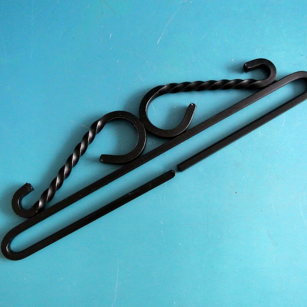 Swedish vintage 1970s blacksmith handmade strong black iron hanger for wallhanging