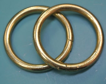 Lot of 5 large vintage 1960s unused strong round goldcolor metal ring connector parts/findings for your sewing prodject