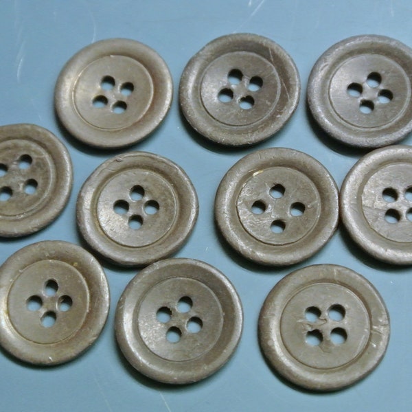 Lot of 10 old antique late 1800s or early 1900s heavvy used gray pewter buttons from working-clothes