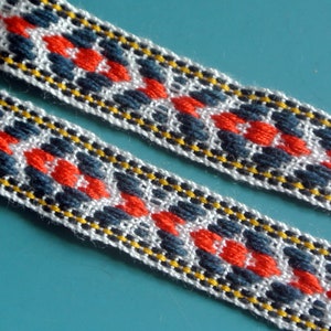 3 yards Vintage jaren 1980 ongebruikt 12 mm breed lang rood/groen/beige geweven katoen OOSTENRIJK gemaakt decoratie band trim lint voor uw naaien prodjects