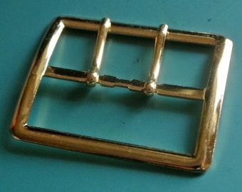 Vintage 1960s unused rectangular goldcolor metal belt buckle for your sewing prodjects