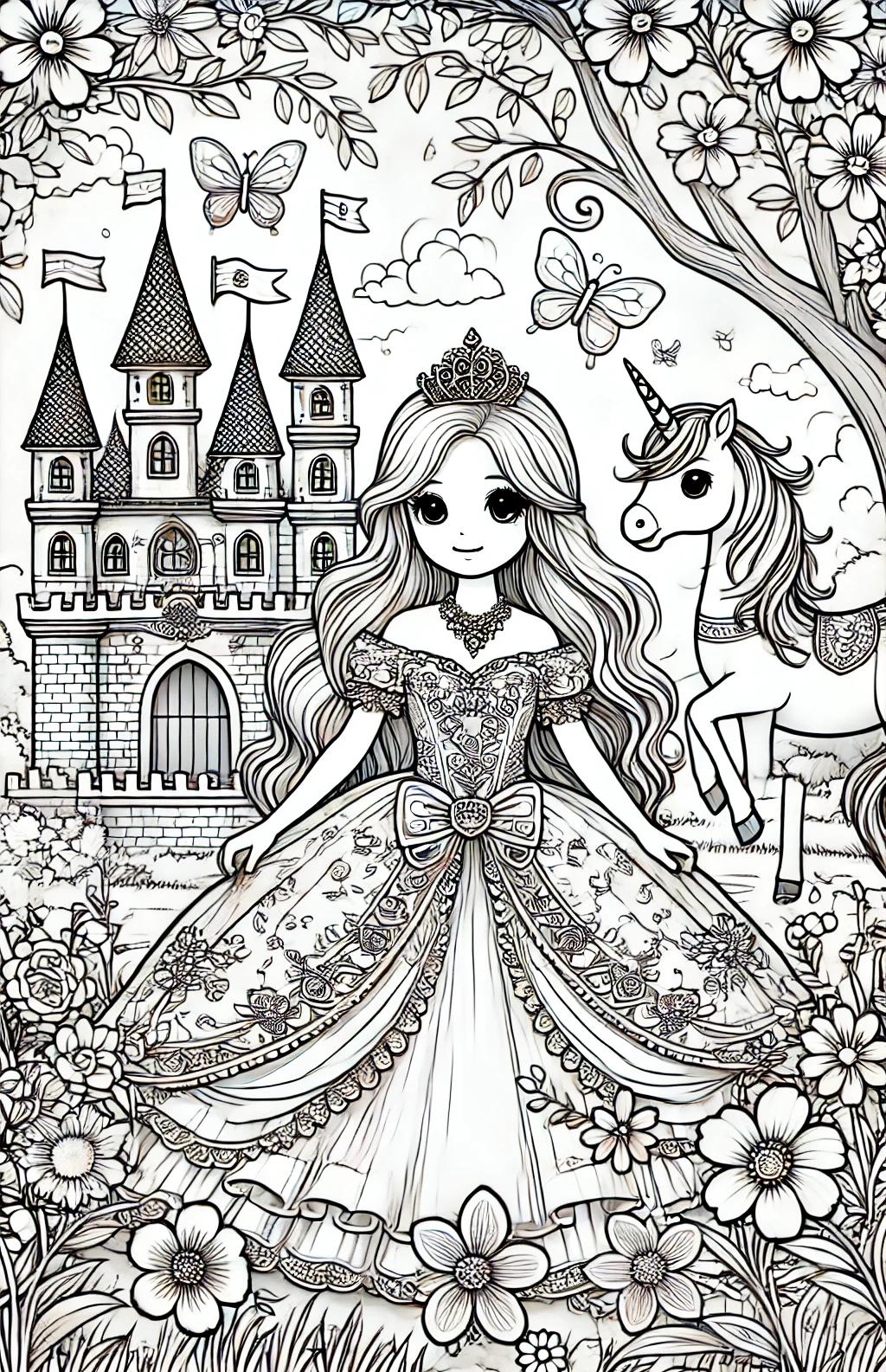 5 Princess Coloring Pages - Etsy UK