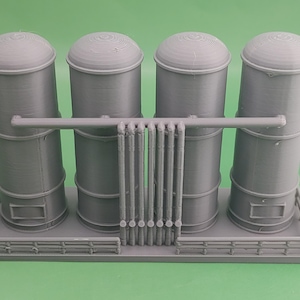 Fuel Tank Silos - HO Scale - 1:87 Gauge - Built And Ready, No Assembly Required