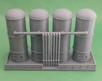 Fuel Tank Silos - HO Scale - 1:87 Gauge - Built And Ready, No Assembly Required