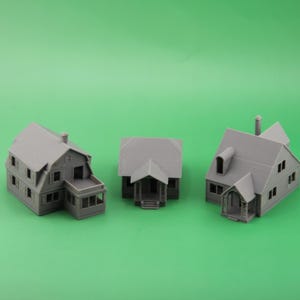 3-Pack N Scale Model Railroad House The Rodessa, Puritan, Lorain with Interior, 3d Printed, Vintage Sears Design, N Gauge, Diorama, Railway