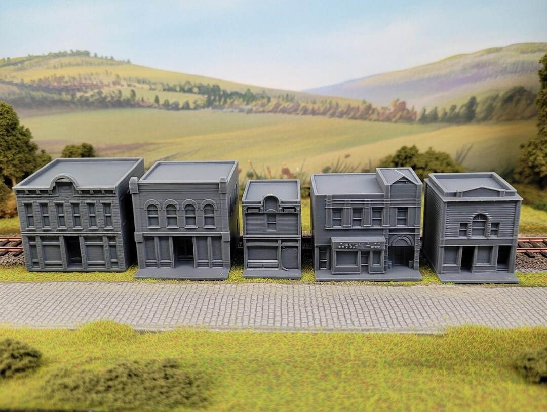 5-pack Z Scale Model Railroad Buildings, Old Town Street Scene, Diorama ...