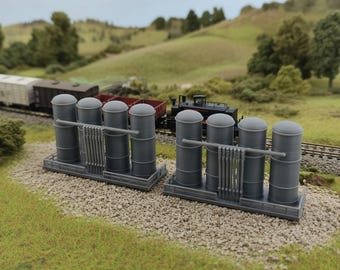 Fuel Tank Silos - N Scale - 1:160 Gauge - Built And Ready, No Assembly Required