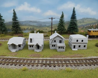 4-Pack Z-Scale Sears Chateau, Rodessa, Lorain, Purita Home - 1:220 Scale House