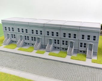 6-Pack N Scale Model Railroad House, Townhouse, Rowhouse, City Street 3d Printed N Gauge, Diorama, Railway 1:160, Scenery