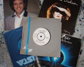 5 classic 80's 7-inch vinyl singles - Barbara Dickson, Barry Manilow, Bonnie Tyler, David Essex or Depeche Mode