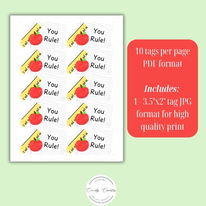 You Rule – Printable Ruler Gift Tag for Teacher Appreciation or ...