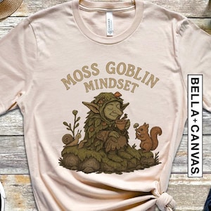 Whimsical Goblincore T-Shirt, Moss Goblin Mindset Shirt, Cottagecore Forest Creature Tee, Cozy Fantasy Nature Shirt, Introvert Goblin Vibes