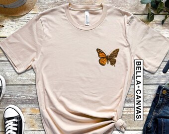 Steampunk Monarch Shirt, Butterfly Tee, Aesthetic Tshirt, Botanical Outfit, Nature Lover Top, Gift For Her, Minimalist T-Shirt, Gift For Mom