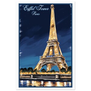 Ammirare la Torre Eiffel abbagliante di notte, Parigi, Francia - Poster Voyager