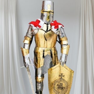 Medieval Templar Wearable Knight Suit Of Armor Combat Full Body LARP Men&#39;s Armor X-MASS Costume