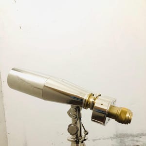 1920s Nautical Naval Brass Binoculars on Adjustable Chrome Tripod, 15x80 Victorian Home Décor, Seafaring Gift, Gift for Him, Special Gift