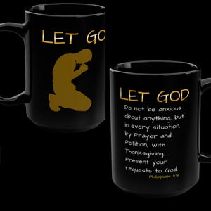 Let go let God inspirational Black Mug, 15oz