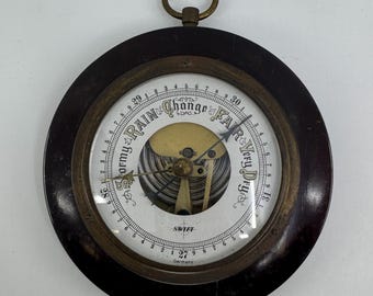 Vintage Swift Aneroid Barometer Open Escapement Pocket Watch Style Germany 5” D
