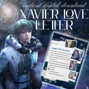 Carta de amor de Xavier en PDF / Carta romántica de amor desde el espacio profundo / Regalo de ciencia ficción de descarga instantánea / Nota de amor galáctica imprimible