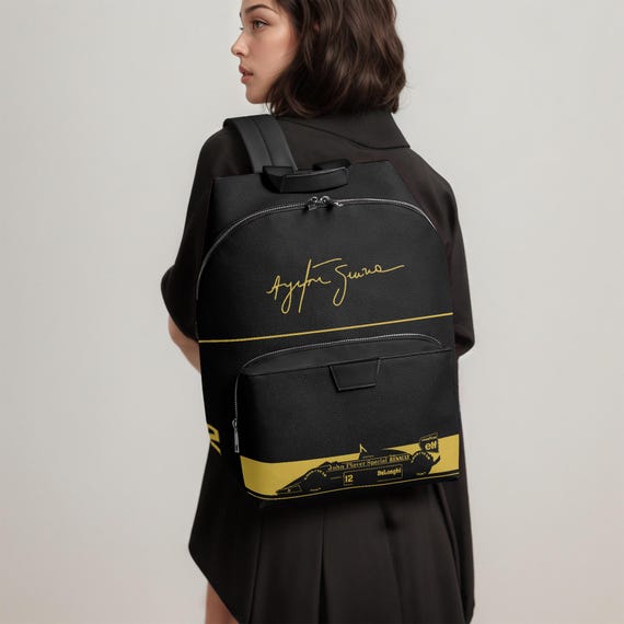 Senna John Player Special JPS Zipper-up Leather Backpack Formula 1