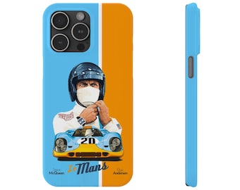 Funda de carreras vintage de Le Mans para iPhone 17, 16, 15, 14, 13, 12 y 11 Pro Max Plus Mini, protección contra el aire, regalo para papá, amantes de los coches, pasión por los coches de carreras Gulf 20