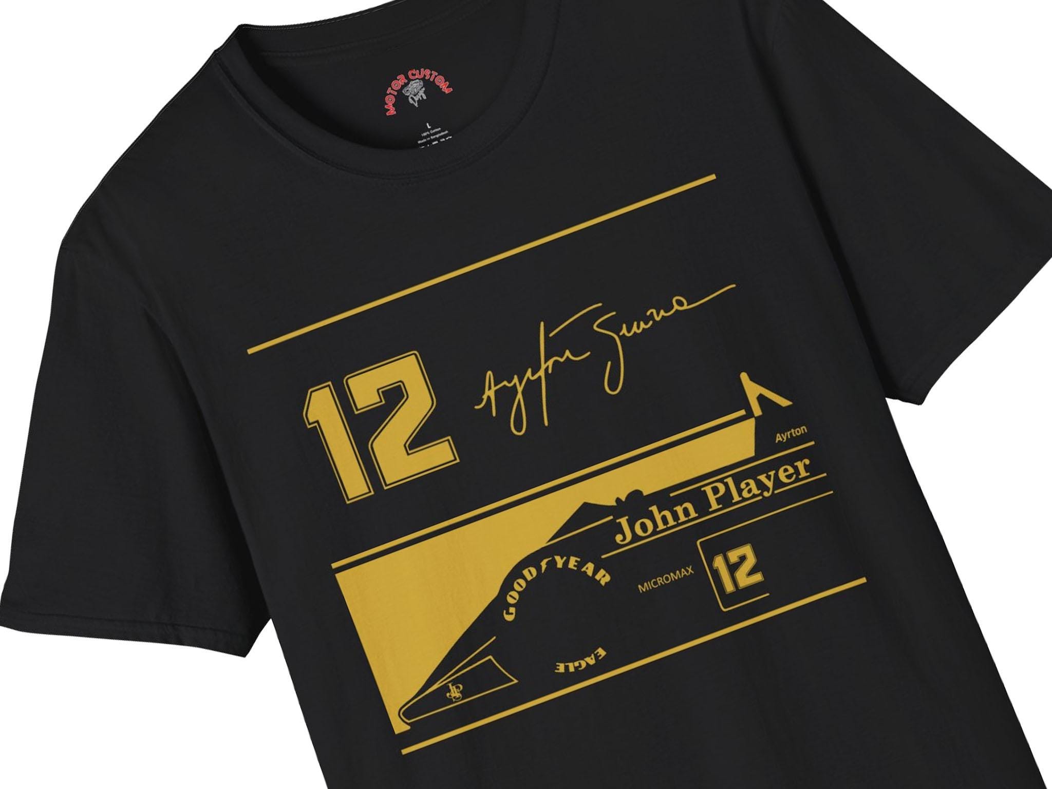 Ayrton Senna JPS Lotus F1 T-shirt Classic Car Vintage Tee Race Car 