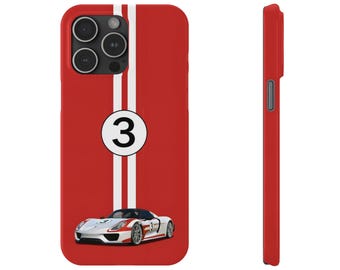 Funda Porsche Spyder 918 para iPhone 17, 16, 15, 14, 13, 12 Pro Max Plus Mini Air Protection, regalo para papá, coches de carreras, pasión por los coches vintage, carreras de lujo