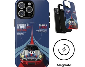 Le Mans Vintage Racing MagSafe-hoesje iPhone 17 16 15 14 Pro Max Plus Air Dad Gift Tough Magnetic Car Lovers Tee Porsche Martini Racing